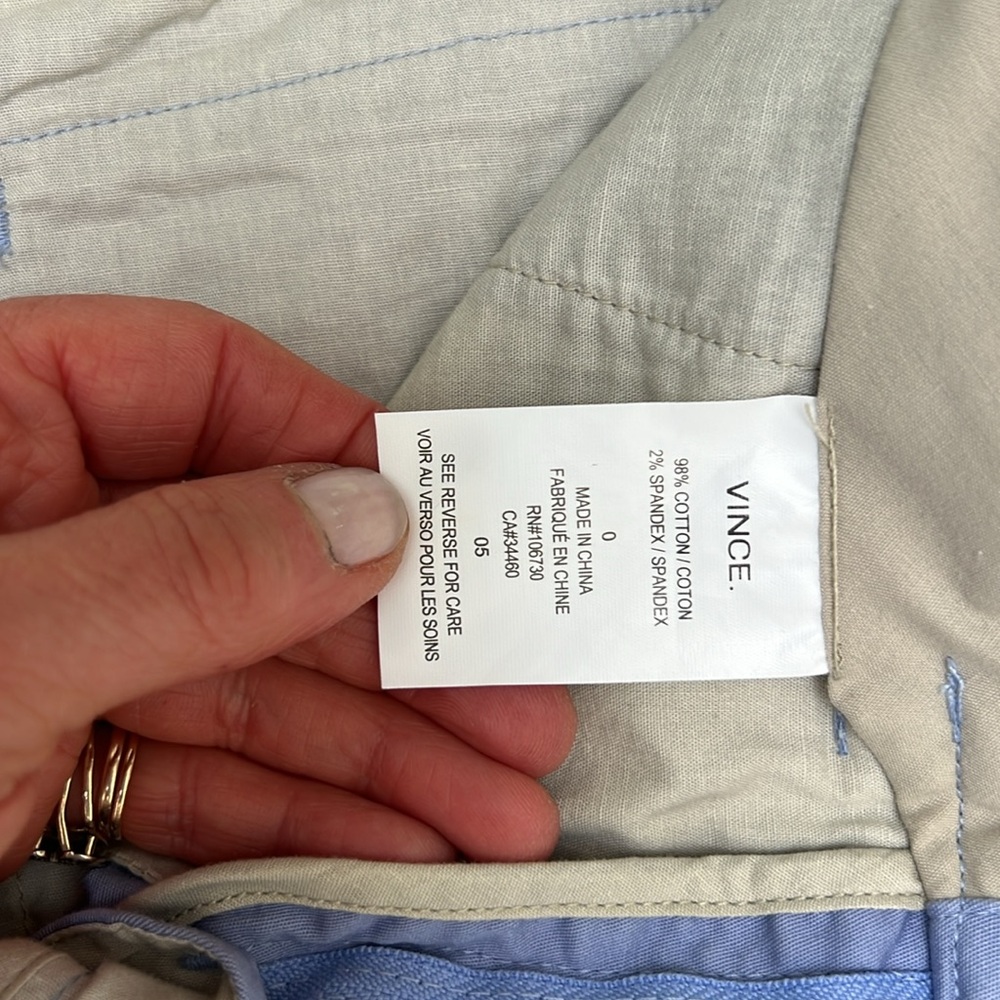 Vince Sky Blue Cotton Flat Front Pant.  0 - Picture 4 of 7